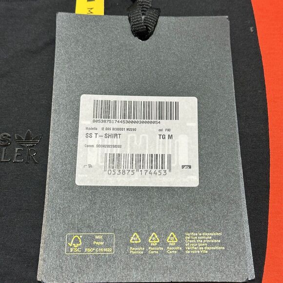 Moncler x Adidas T-Shirt Men's Size M Black Orange Cotton Short Sleeve NWT $380 - Picture 10 of 15